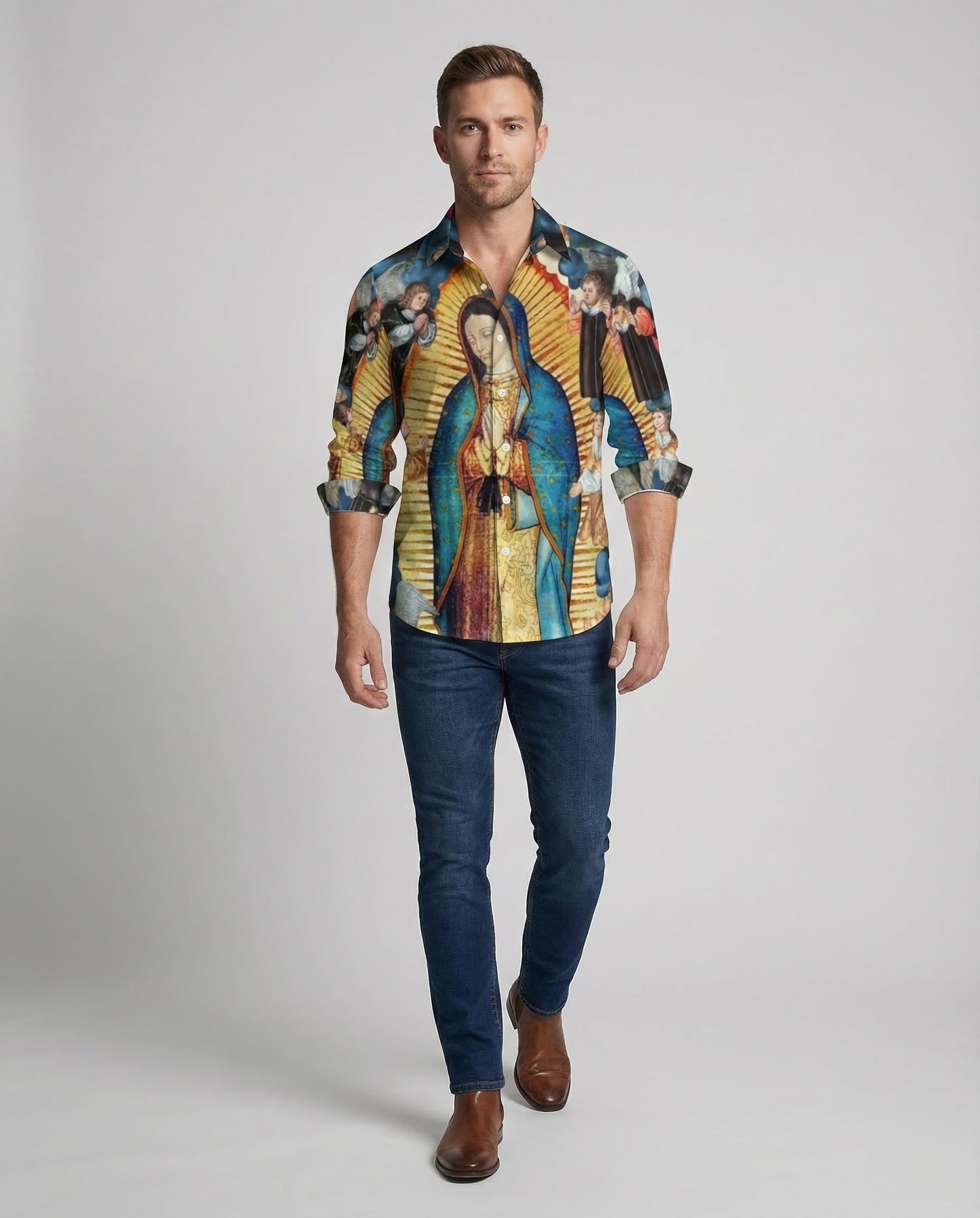 Camicia Uomo Stampa Casual Slim Fit - Brentozzi