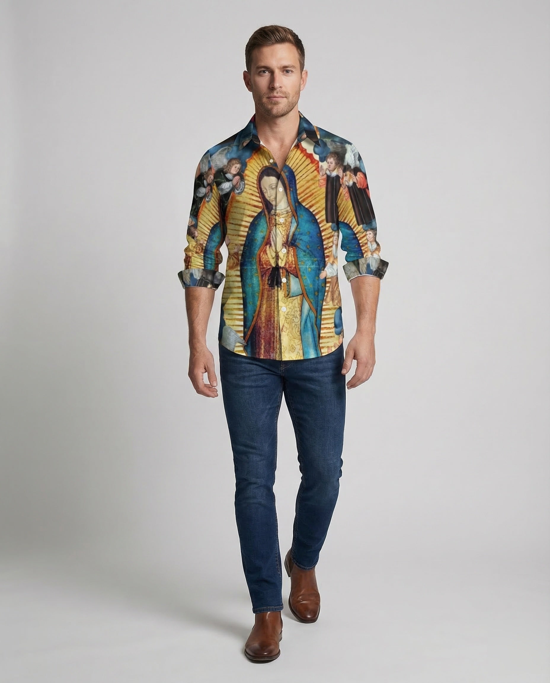 Camicia Uomo Stampa Casual Slim Fit - Brentozzi
