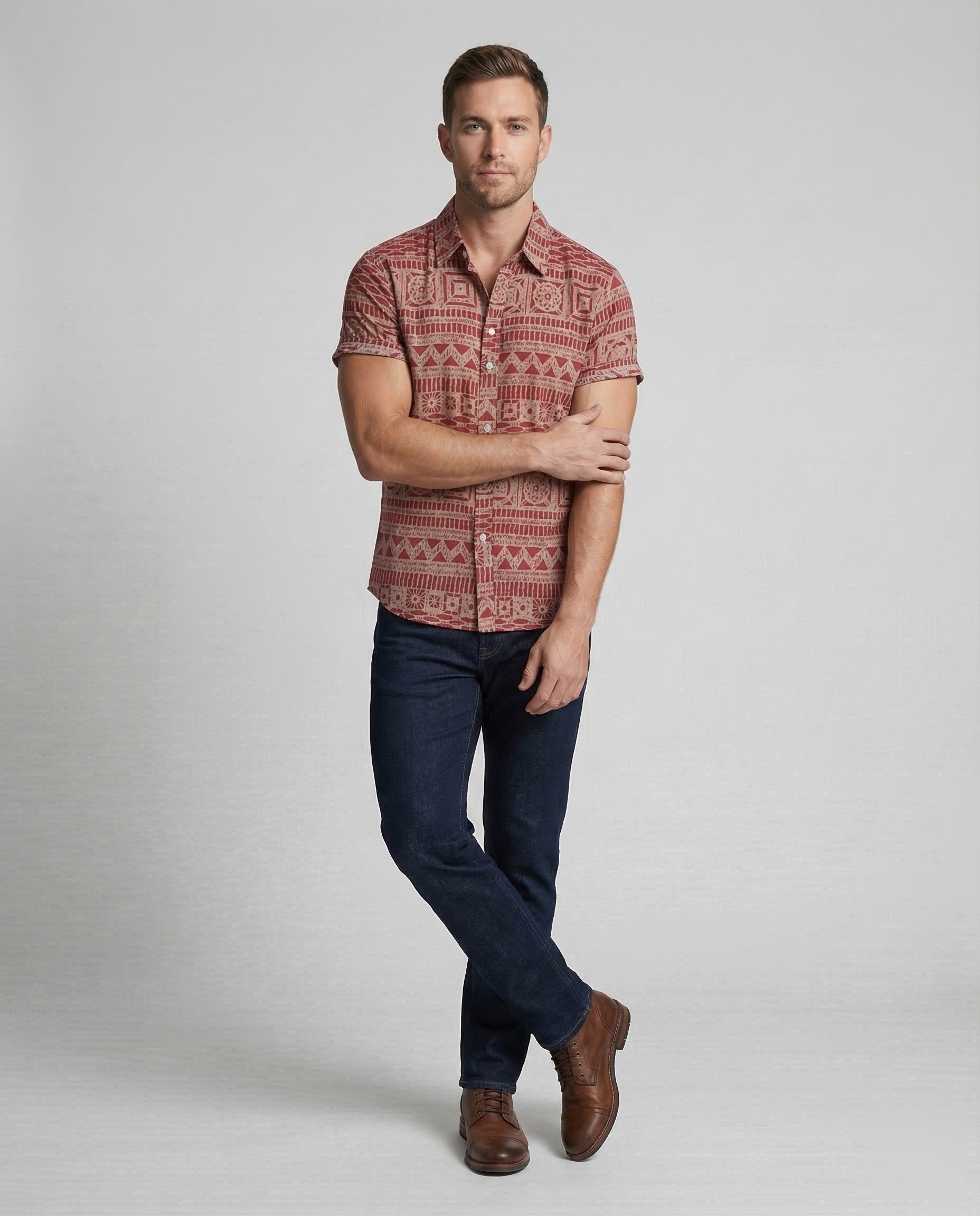 Camicia Uomo Lino Stile Etno Regular Fit - Brentozzi