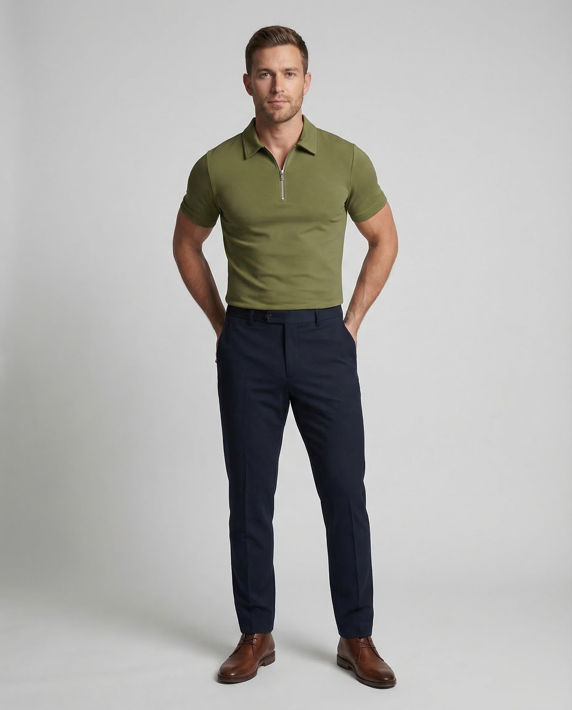 Polo Uomo con Zip Manica Corta - Brentozzi