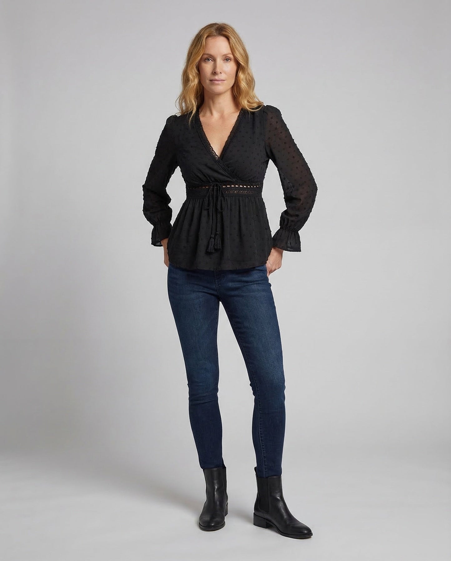 Blusa Donna Boho a Portafoglio con Inserti allUncinetto - Brentozzi