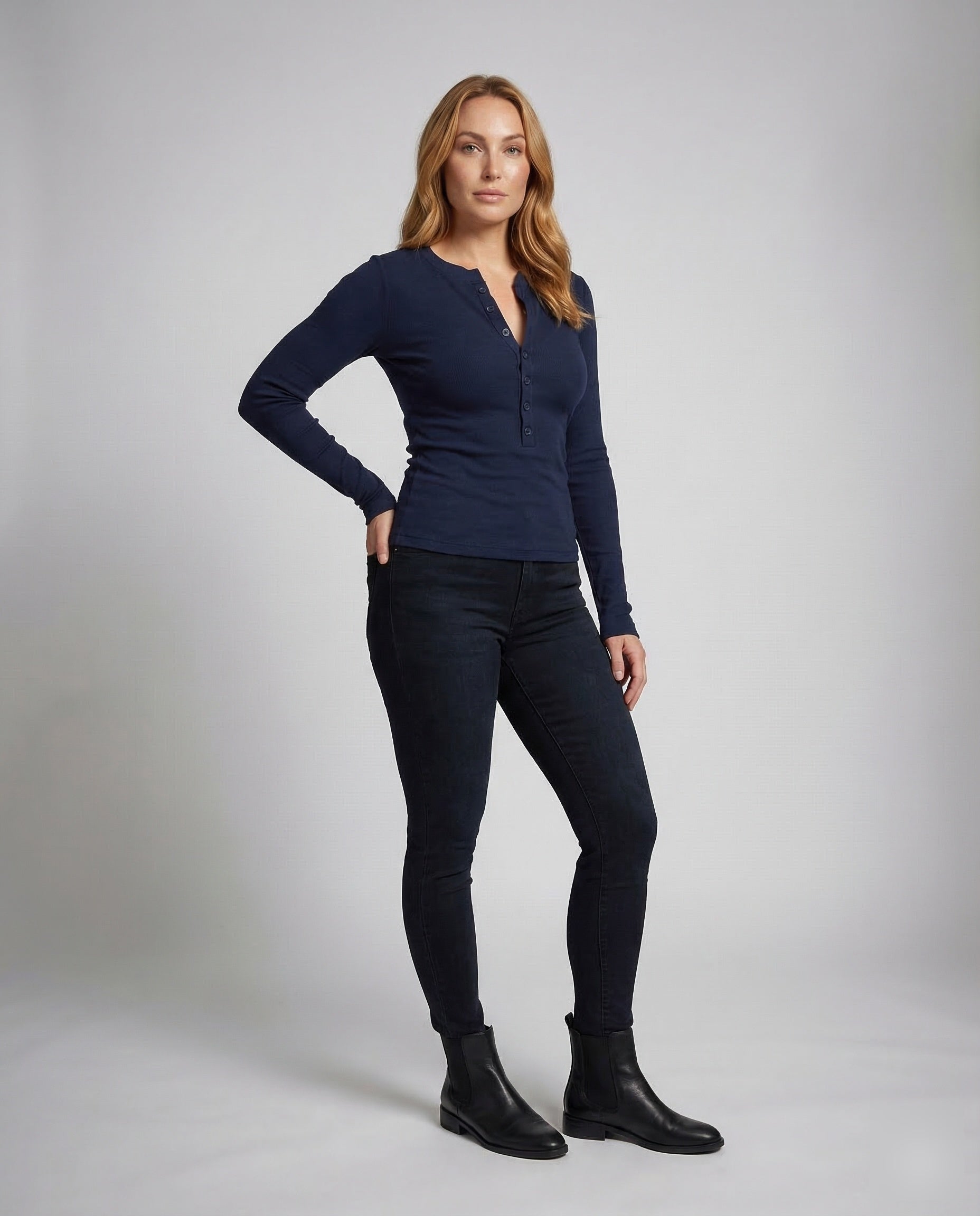 Maglia Henley Donna Costina Manica Lunga - Brentozzi