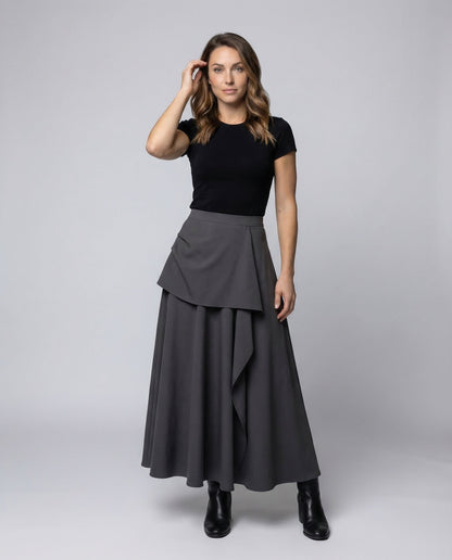 Gonna Lunga Donna Drappeggiata Elegante - Brentozzi
