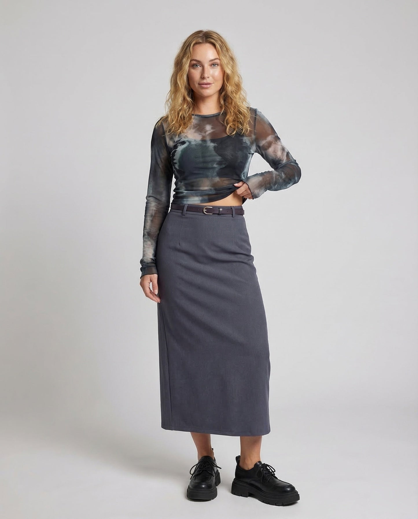 Gonna Lunga Donna in Twill Vestibilità Regolare - Brentozzi