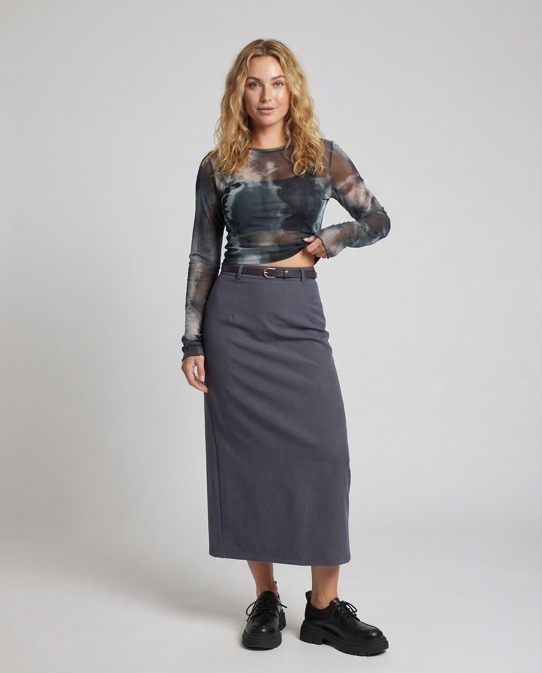 Gonna Lunga Donna in Twill Vestibilità Regolare - Brentozzi