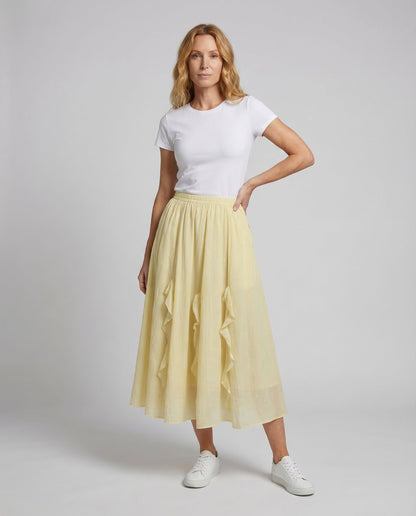 Gonna Lunga Donna in Crepe con Volant - Brentozzi