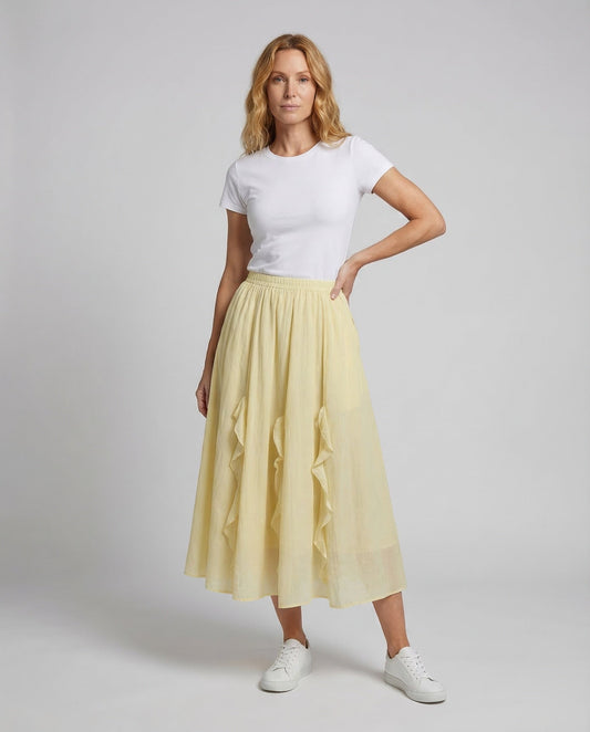 Gonna Lunga Donna in Crepe con Volant - Brentozzi