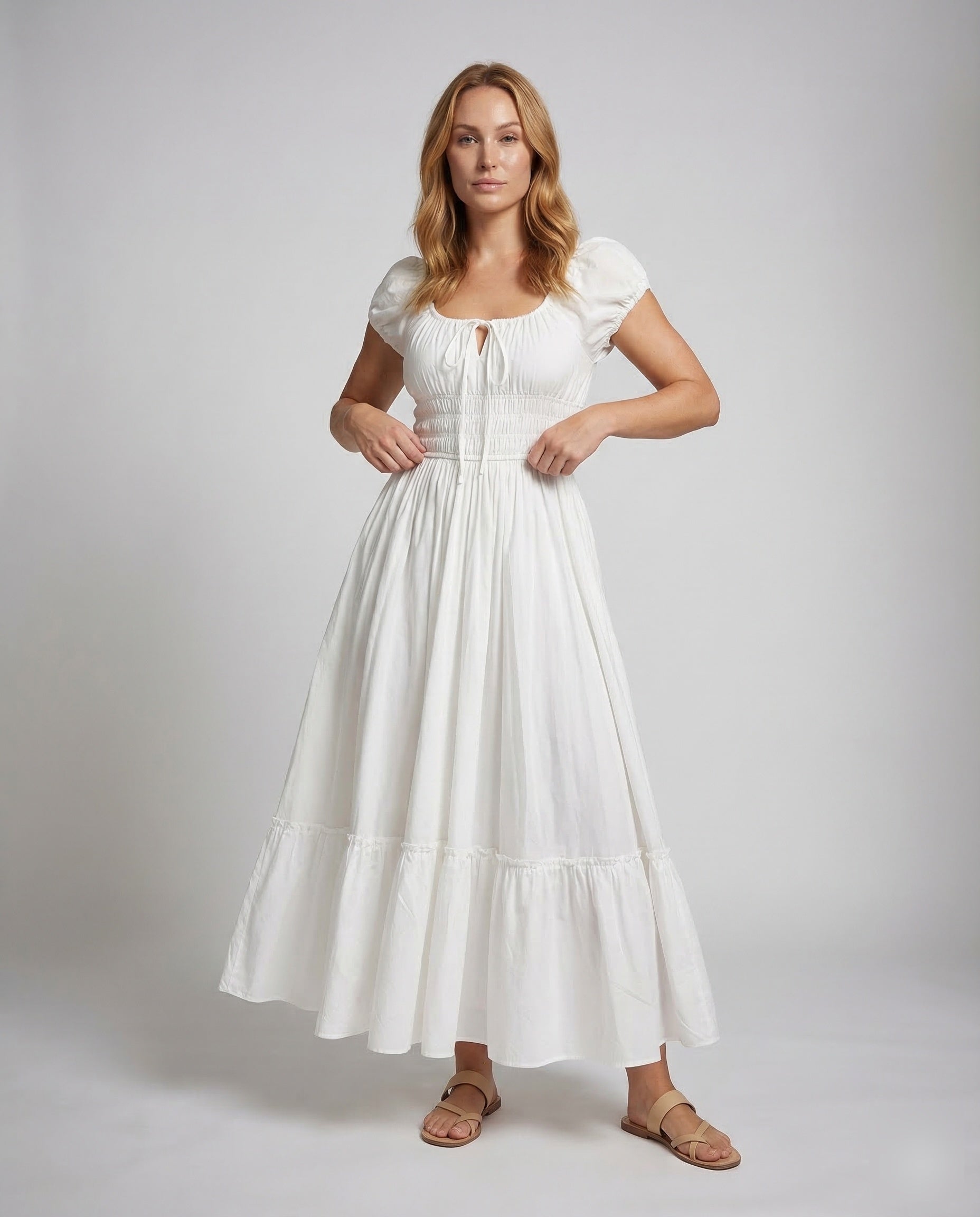 Abito Maxi Donna Stile Boho con Volant - Brentozzi