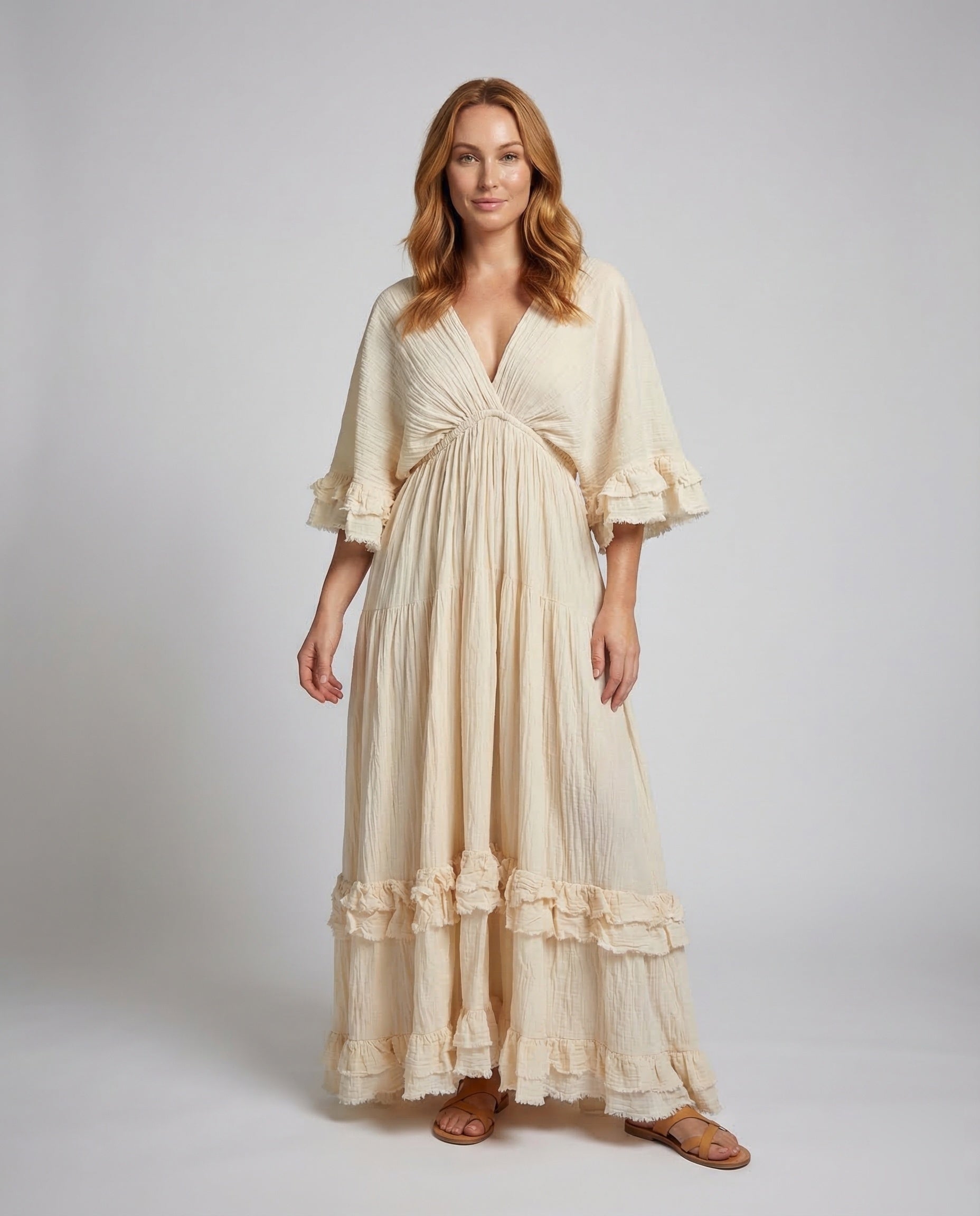 Abito Maxidress Donna Stile Empire con Volant - Brentozzi
