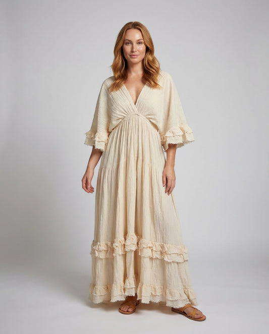 Abito Maxidress Donna Stile Empire con Volant - Brentozzi