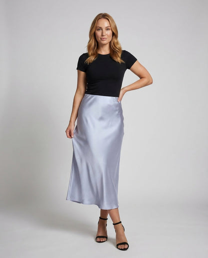Gonna Midi Donna in Satin Drappeggiata - Brentozzi