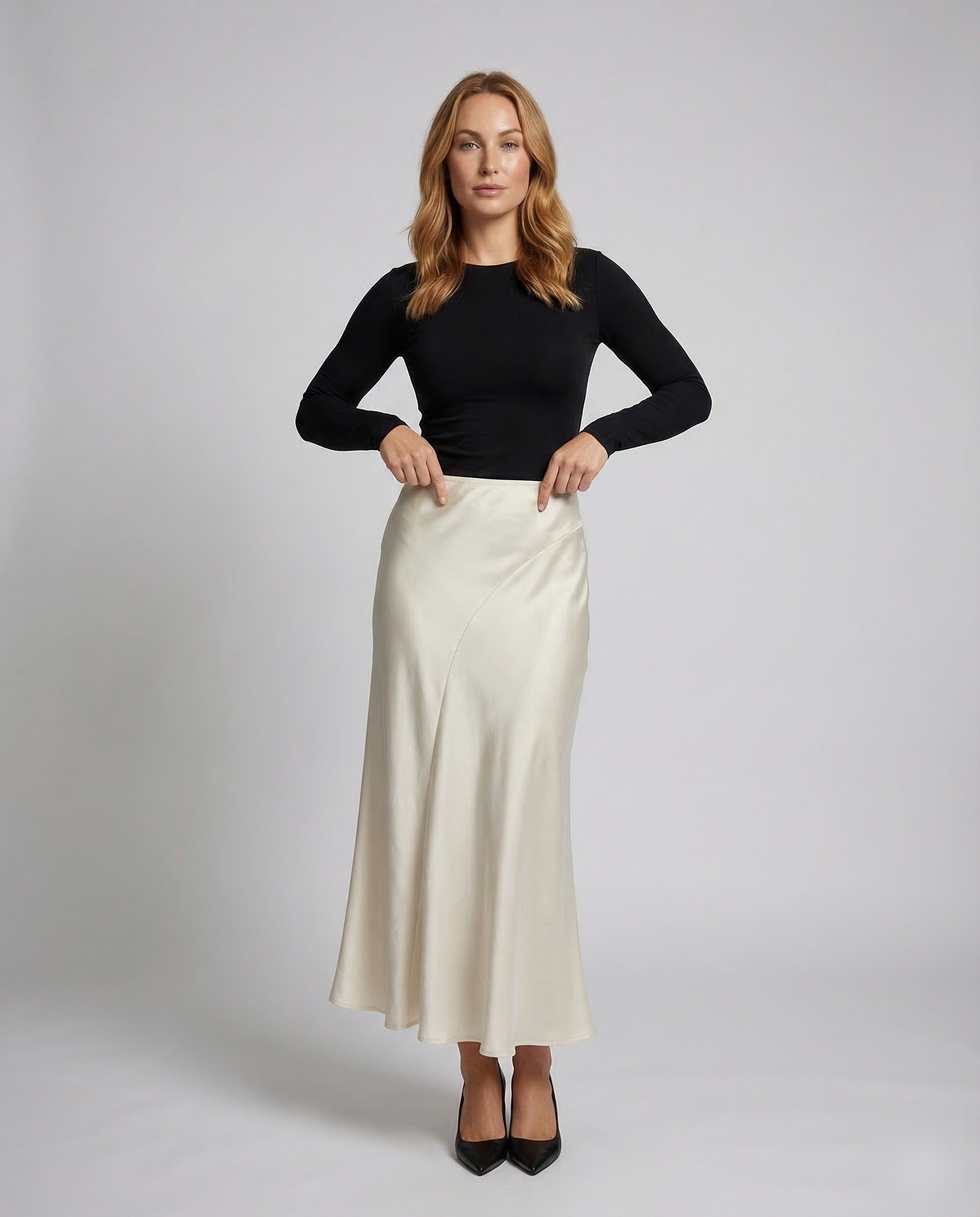 Gonna Lunga Donna in Satin Elasticizzata - Brentozzi