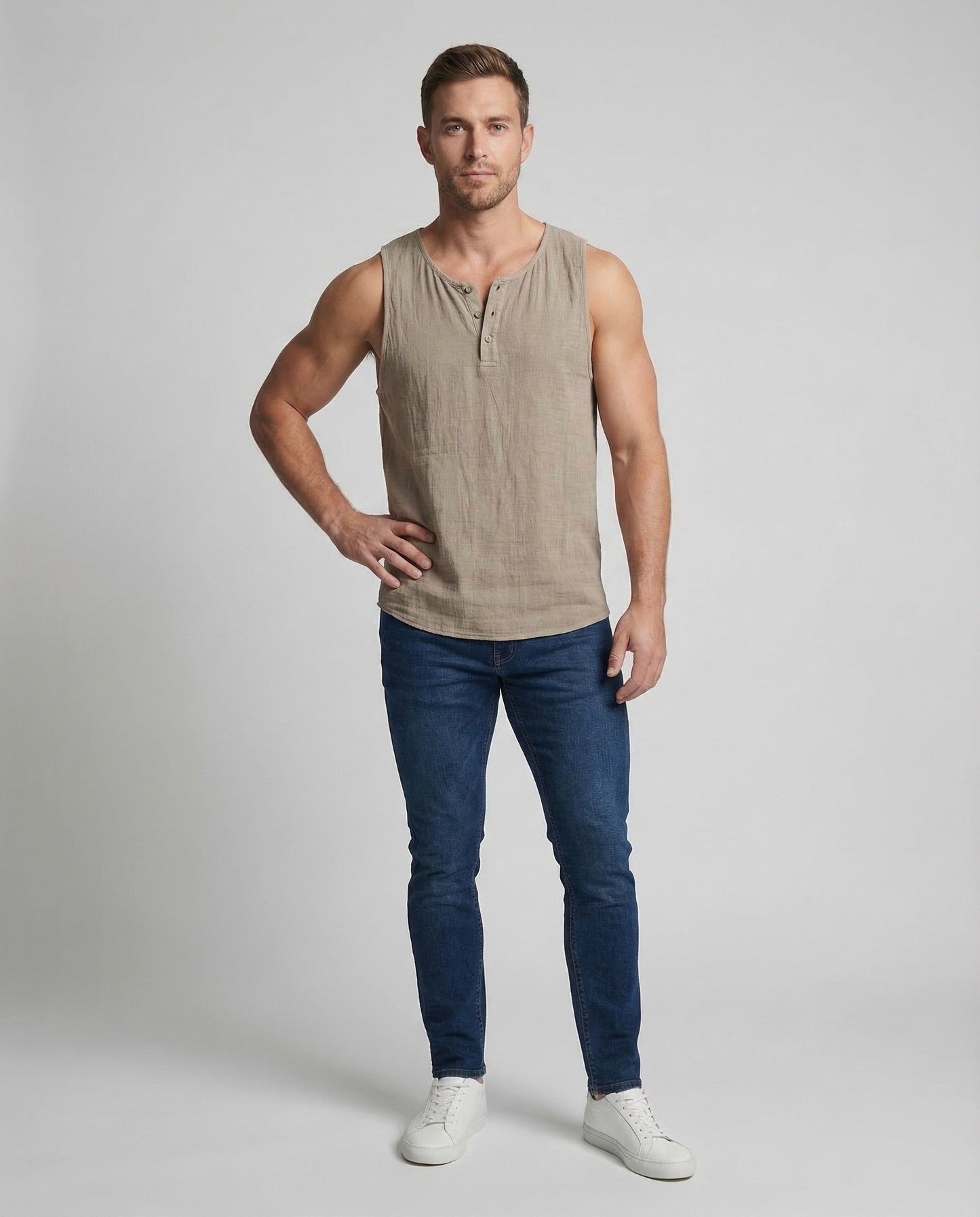 Canotta Uomo in Lino Slim Fit - Brentozzi