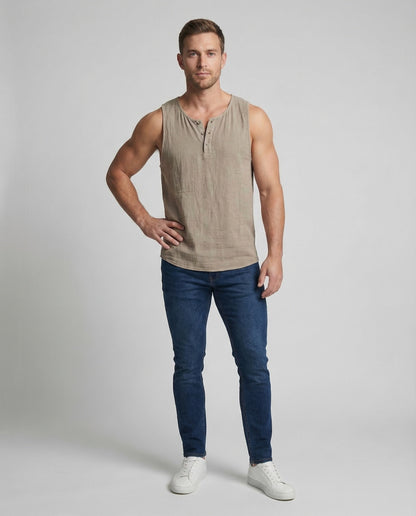 Canotta Uomo in Lino Slim Fit - Brentozzi