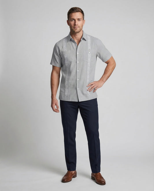 Camicia Uomo Lino Collo Cubano Slim Fit - Brentozzi
