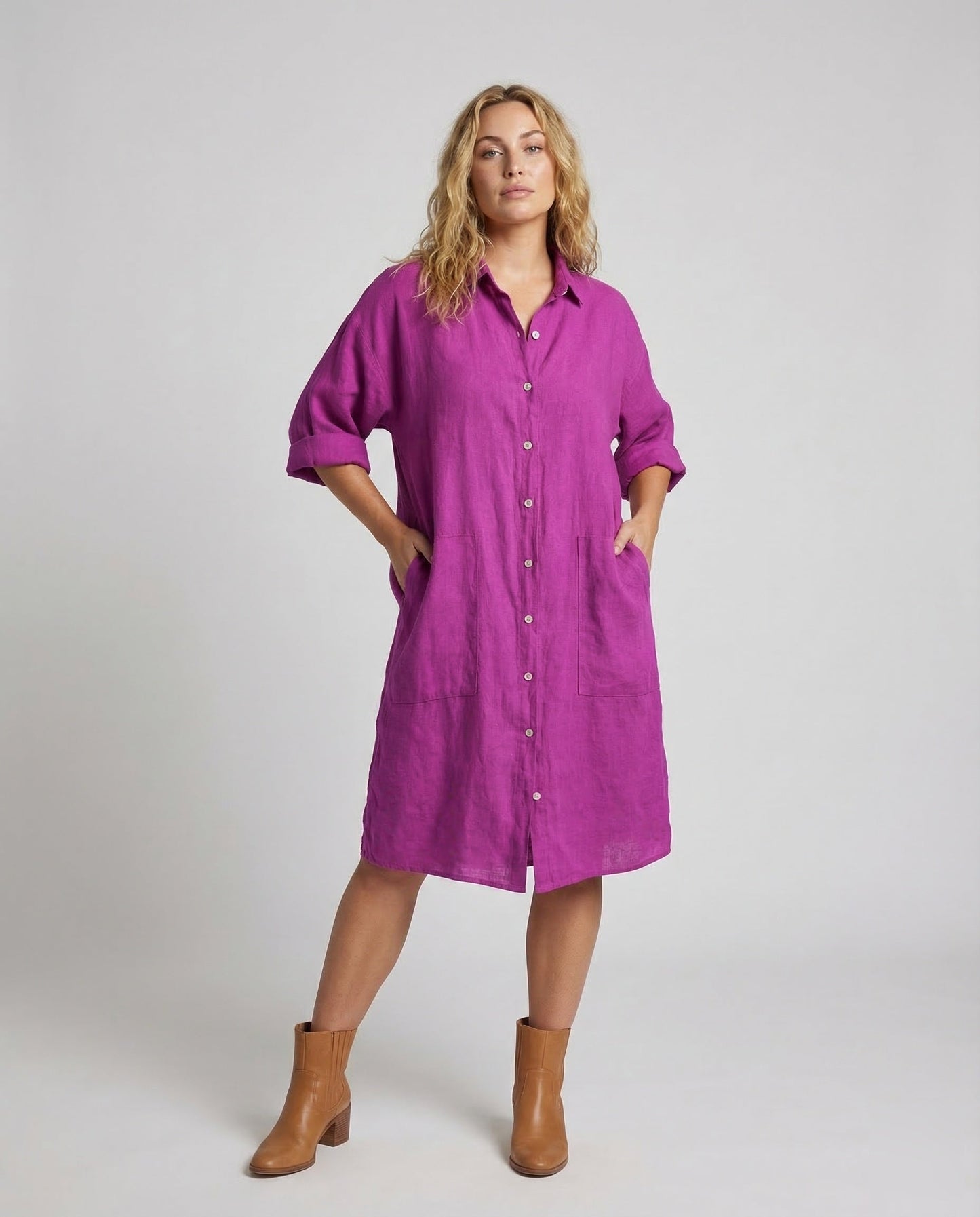 Abito Camicia Donna in Misto Lino Linea A - Brentozzi