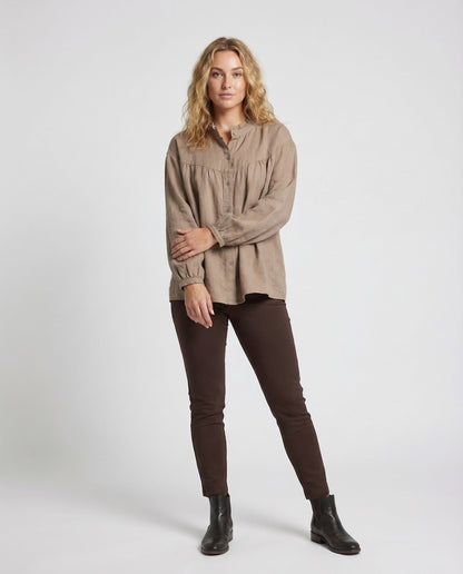 Camicia Vintage Donna in Lino Colletto con Volant - Brentozzi
