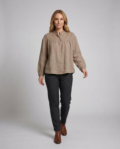Blusa Donna in Lino Colletto con Ruches - Brentozzi