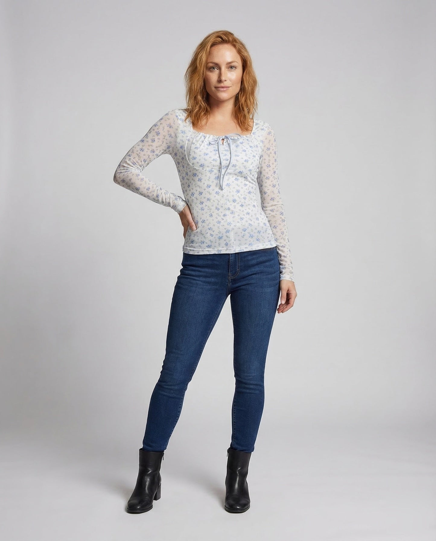 Maglia Donna in Mesh Manica Lunga Fantasia Floreale - Brentozzi
