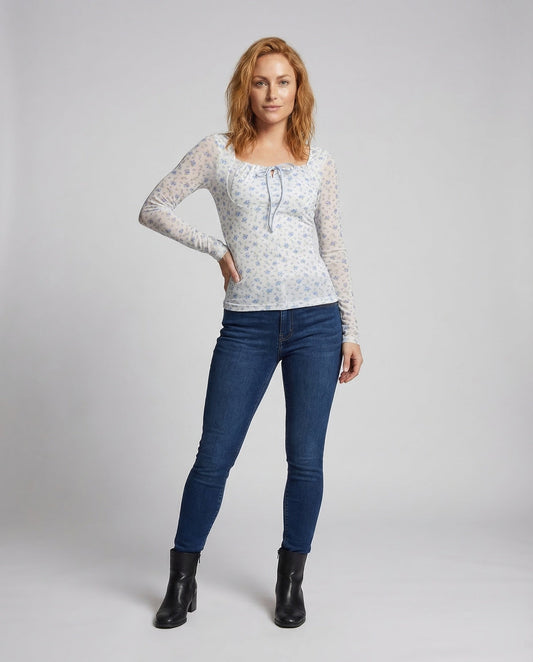 Maglia Donna in Mesh Manica Lunga Fantasia Floreale - Brentozzi