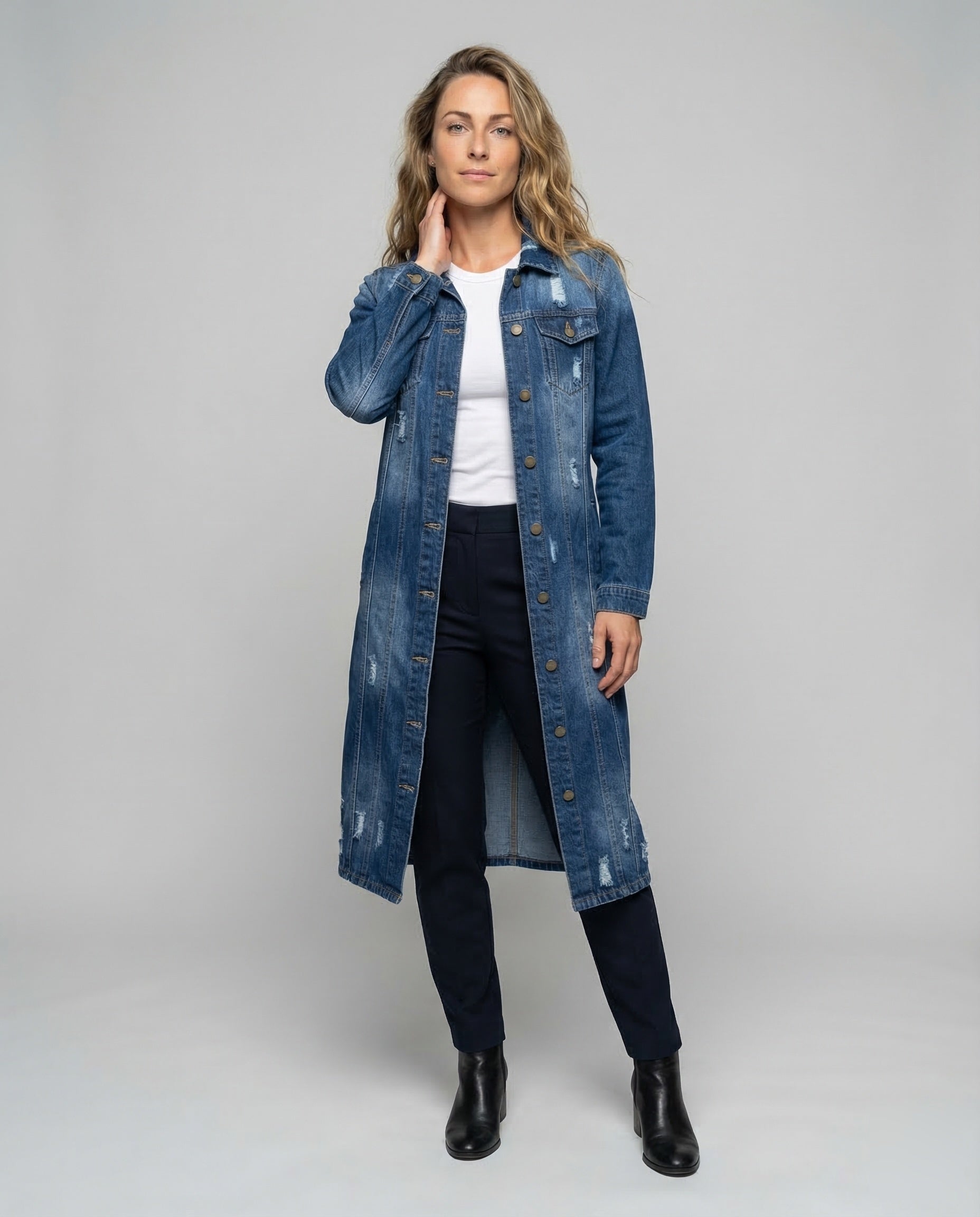 Abito Midi Donna in Jeans con Dettagli Strappati - Brentozzi