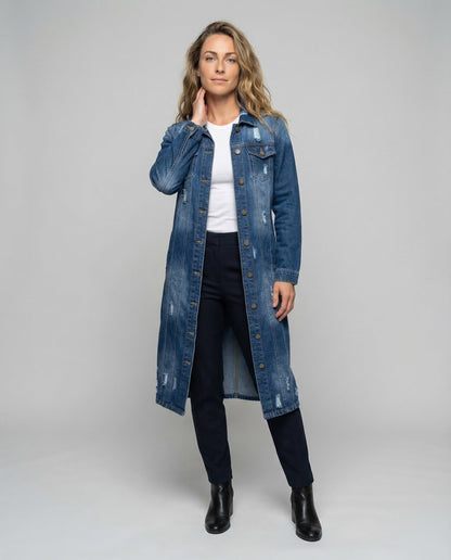 Abito Midi Donna in Jeans con Dettagli Strappati - Brentozzi