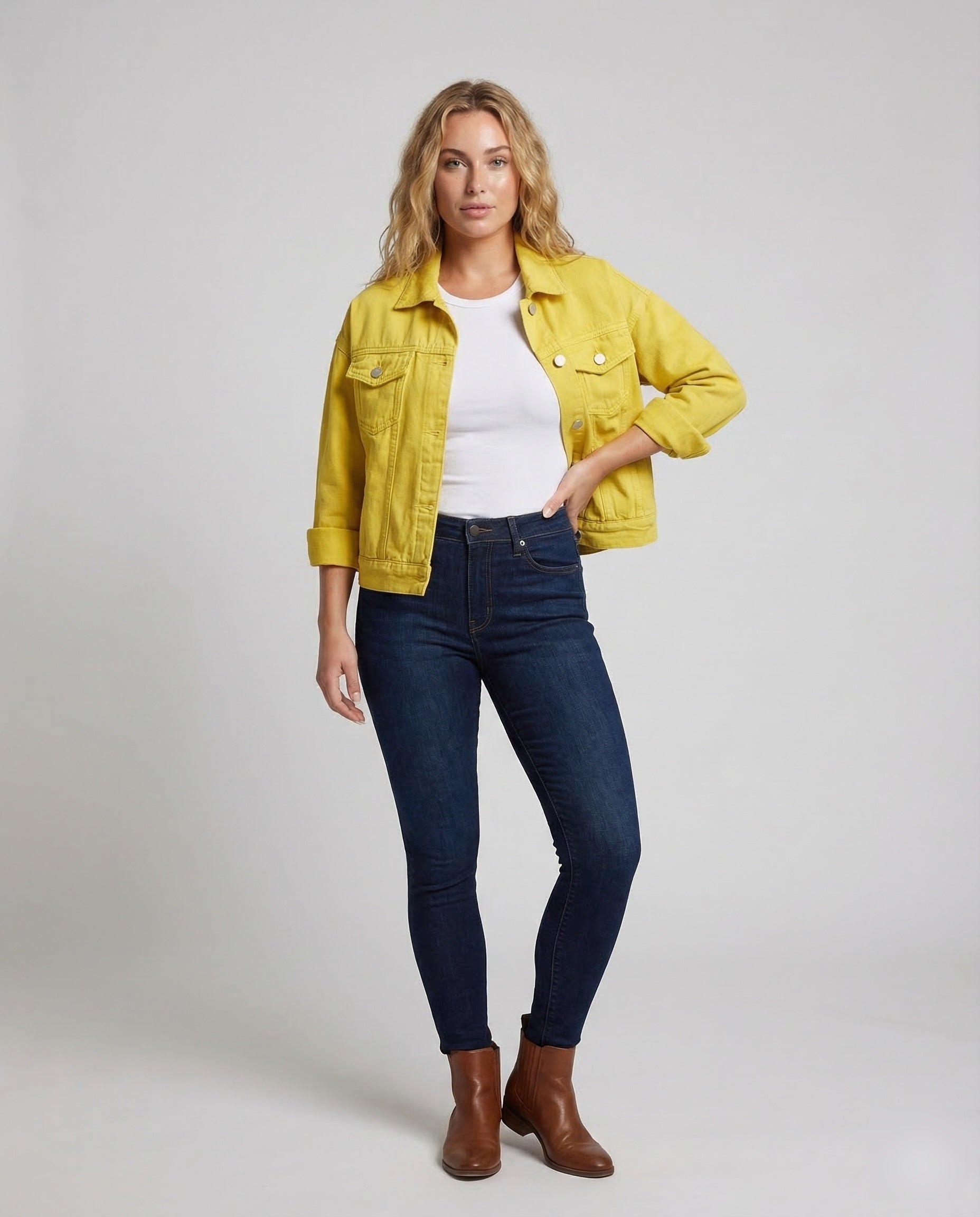 Giacca Jeans Donna Tasche a Patta Vestibilità Regular - Brentozzi