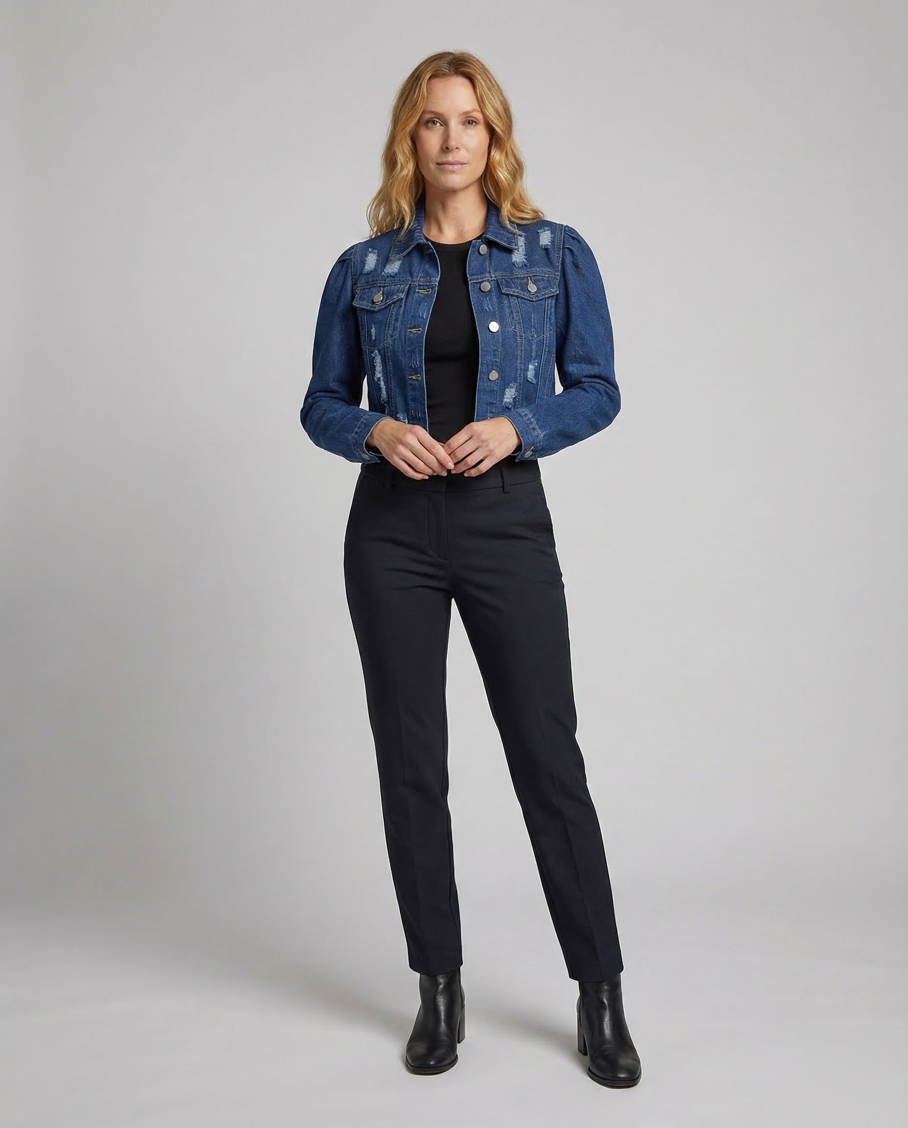 Giacca Jeans Donna con Maniche a Sbuffo - Brentozzi