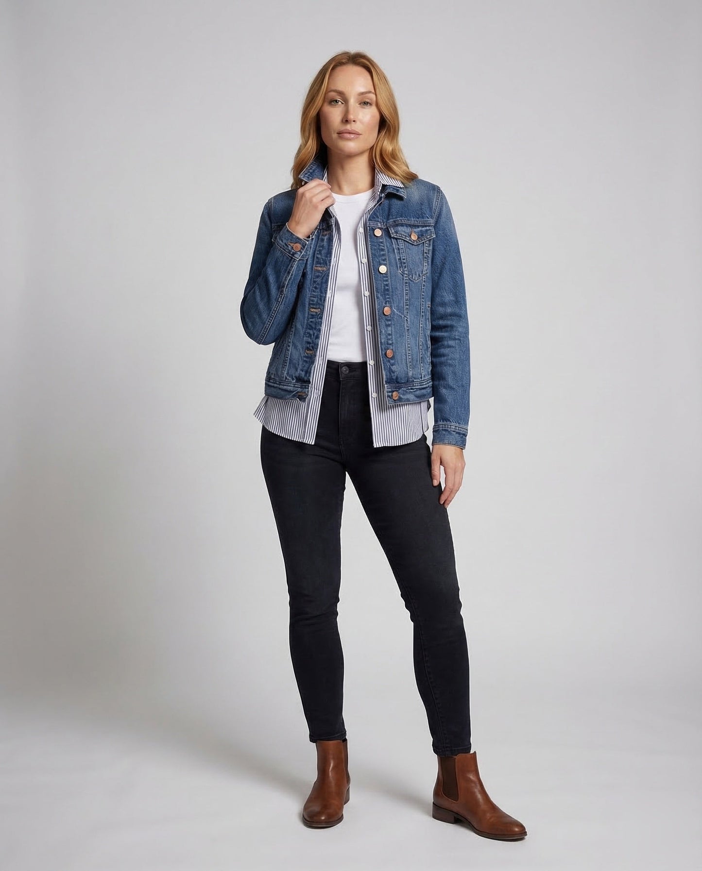 Giacca Denim Donna Manica Corta Tasche sul Petto - Brentozzi