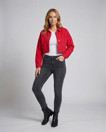 Giacca Jeans Donna Manica Corta Chiusura Bottoni - Brentozzi
