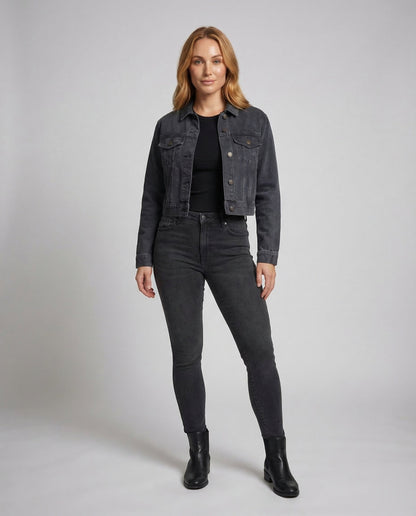 Giacca Jeans Donna Slim Tasche con Patta - Brentozzi