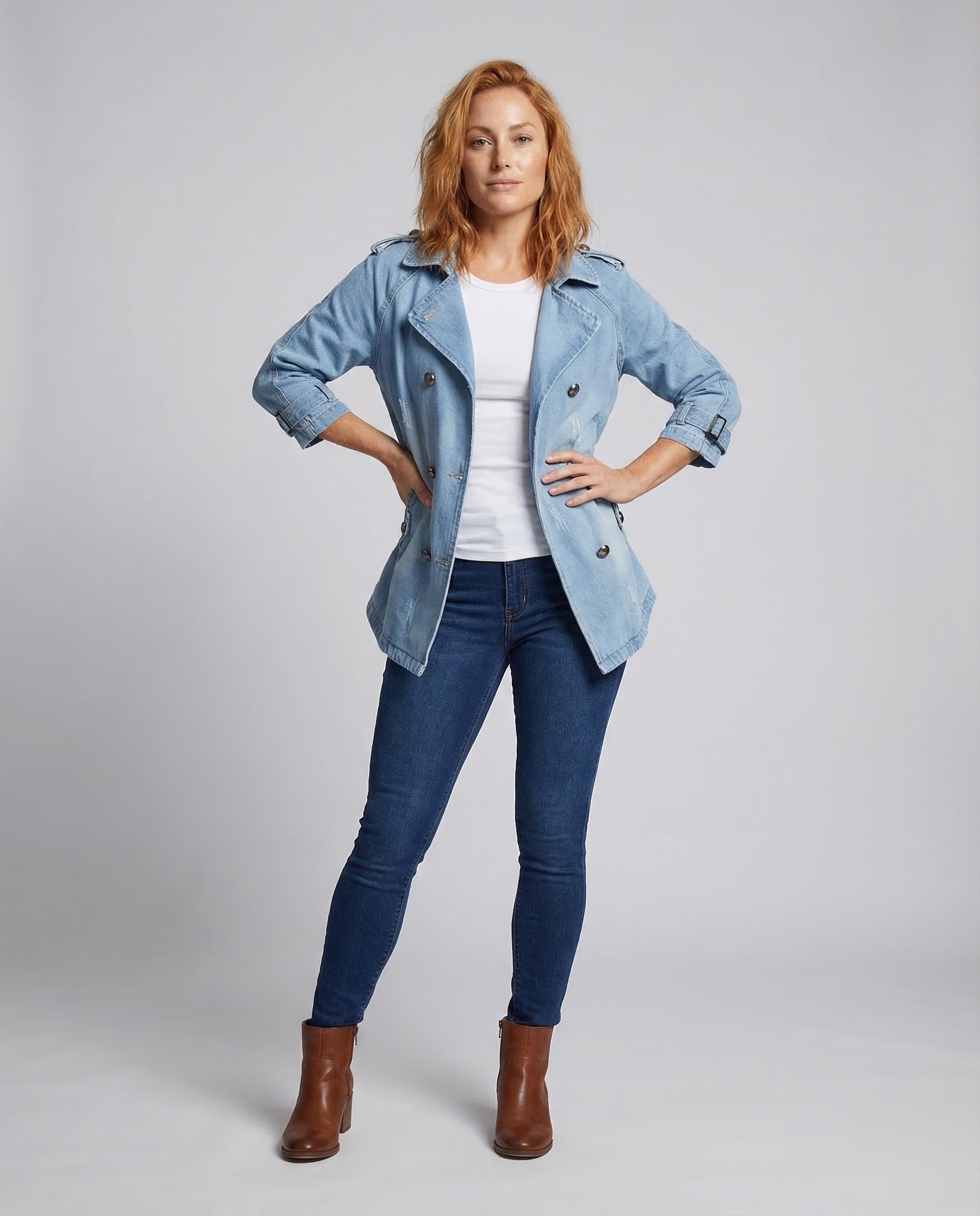 Giacca Jeans Donna Doppiopetto con Spalline - Brentozzi