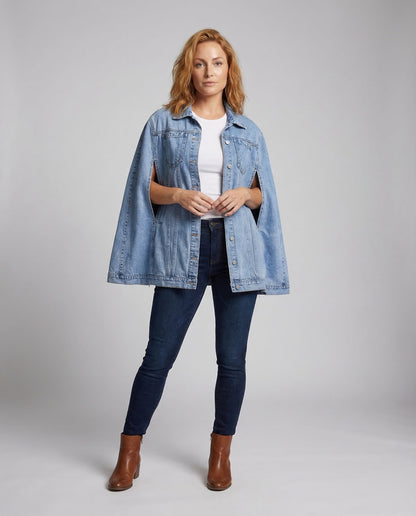 Cappotto Jeans Donna Oversize Manica Cape - Brentozzi