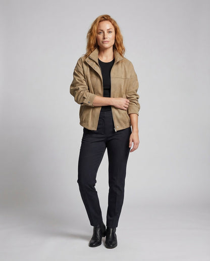 Giacca Oversize Donna in Camoscio Collo Alto - Brentozzi