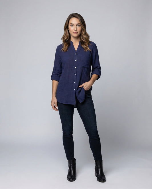 Camicia Oversize Donna Tessuto Plissettato - Brentozzi