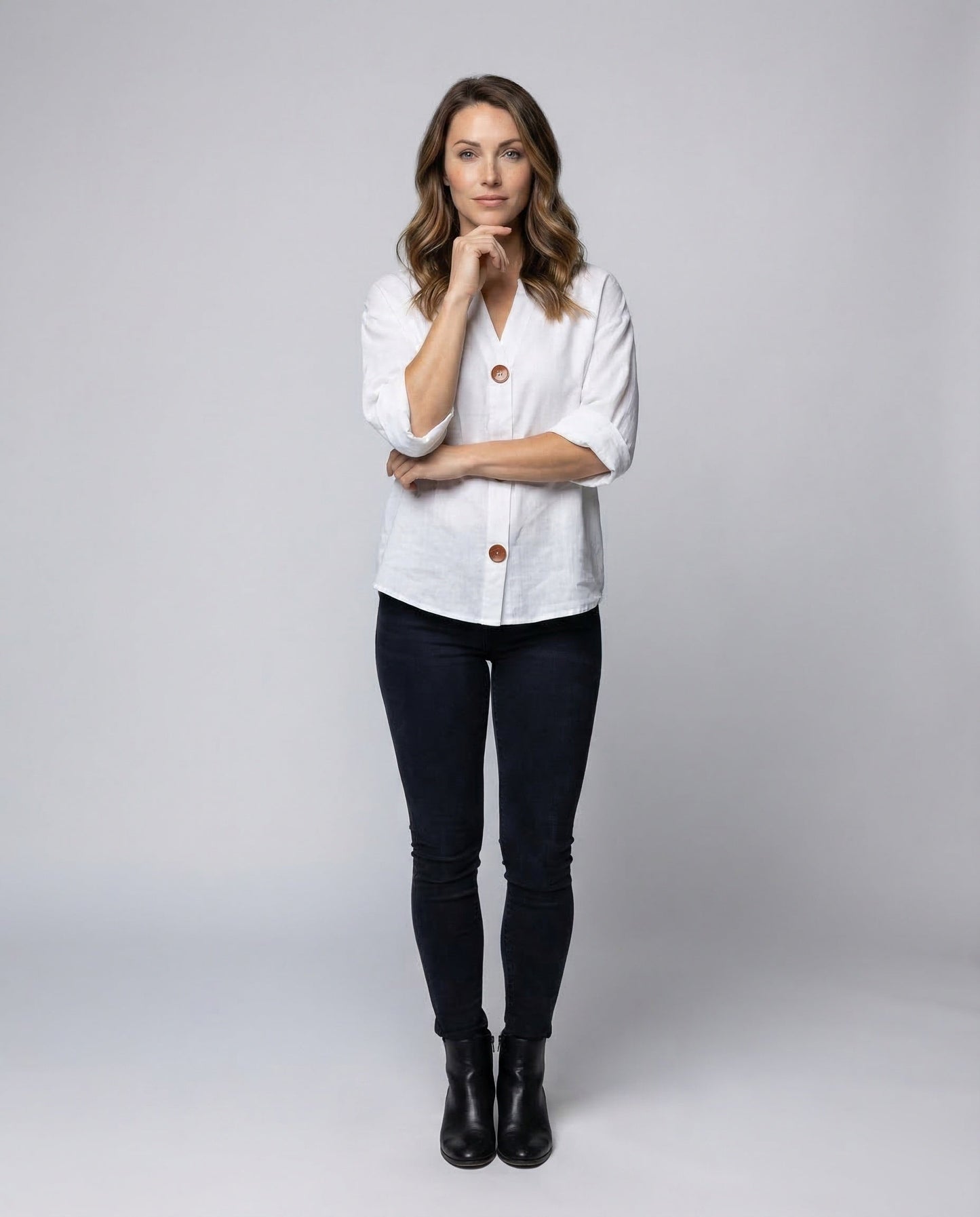 Camicia Donna in Lino Scollo a V Casual - Brentozzi