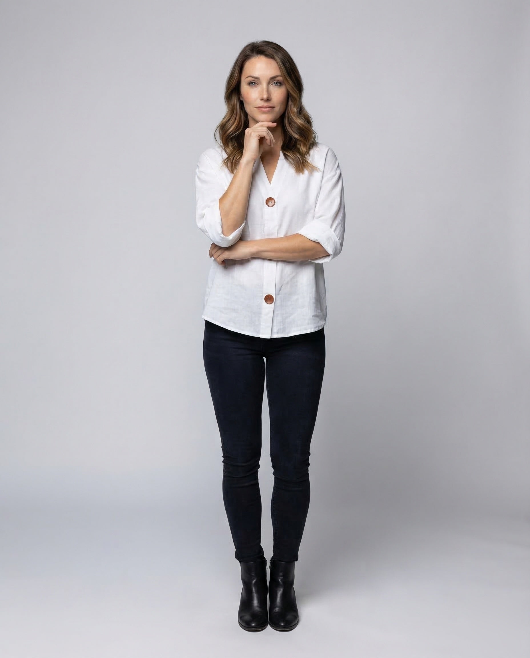 Camicia Donna in Lino Scollo a V Casual - Brentozzi