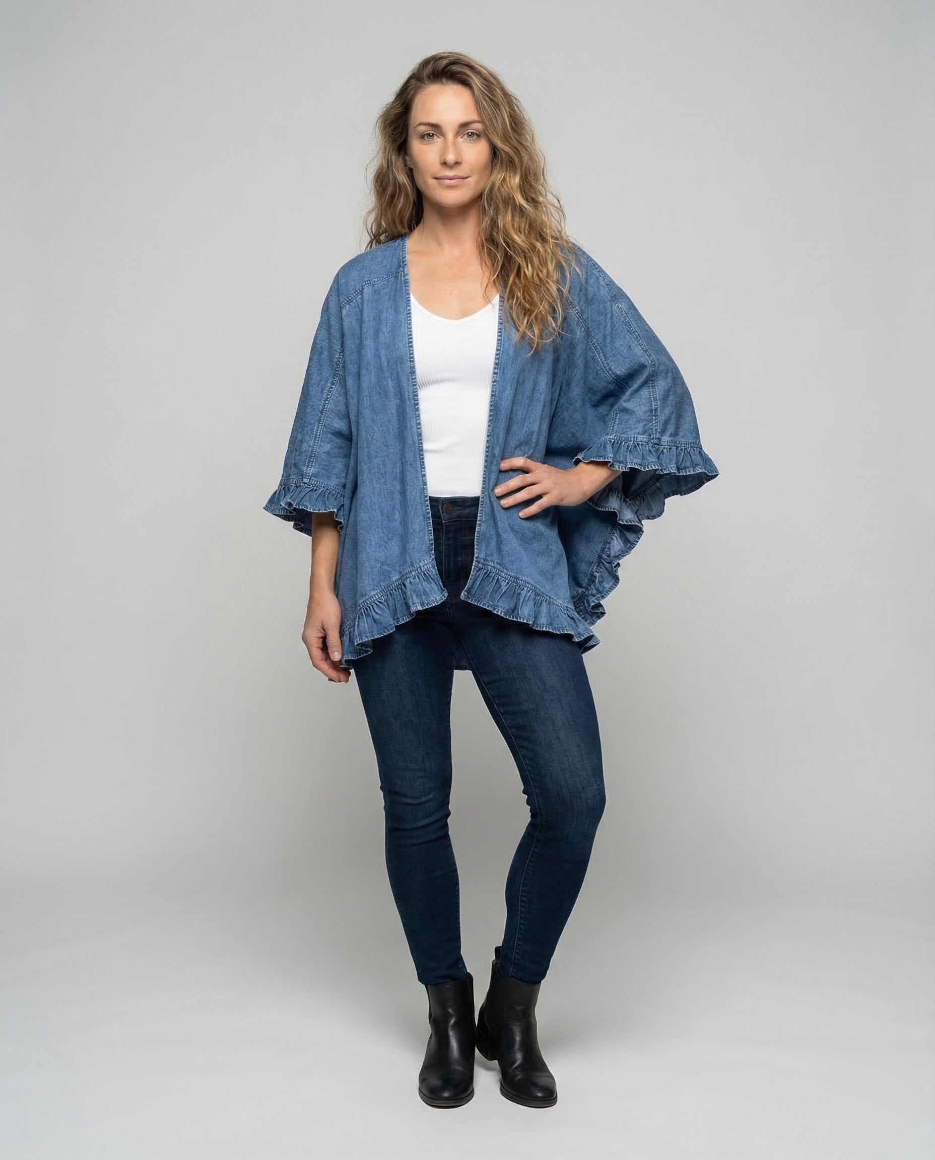 Jeans Kimono Donna Manica a Volant - Brentozzi