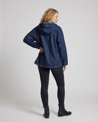 Parka Denim Donna Casual con Cappuccio