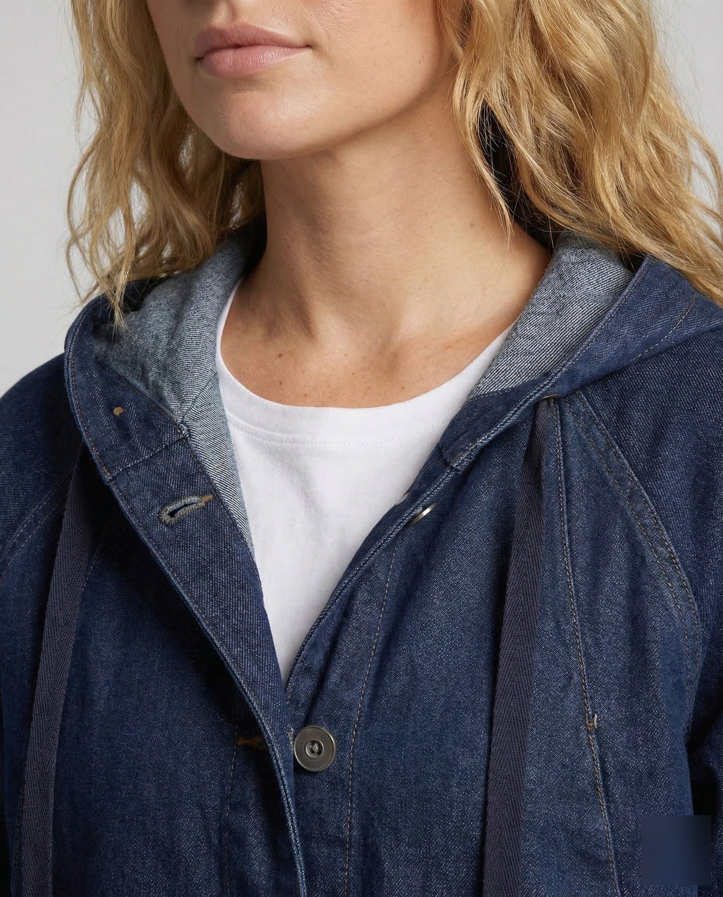 Parka Denim Donna Casual con Cappuccio