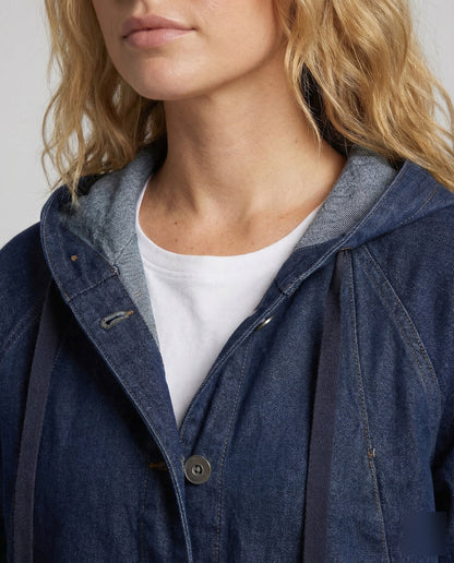Parka Denim Donna Casual con Cappuccio
