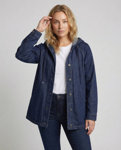 Parka Denim Donna Casual con Cappuccio