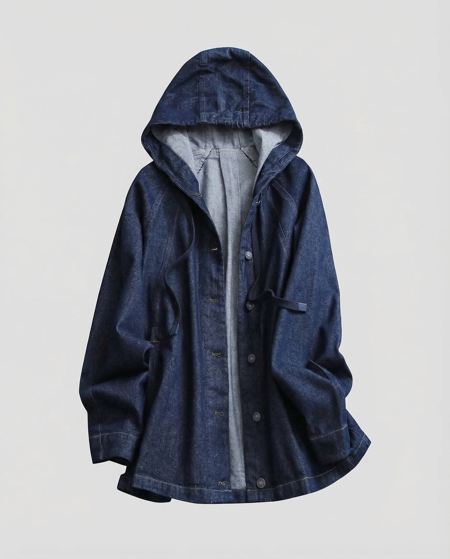 Parka Denim Donna Casual con Cappuccio