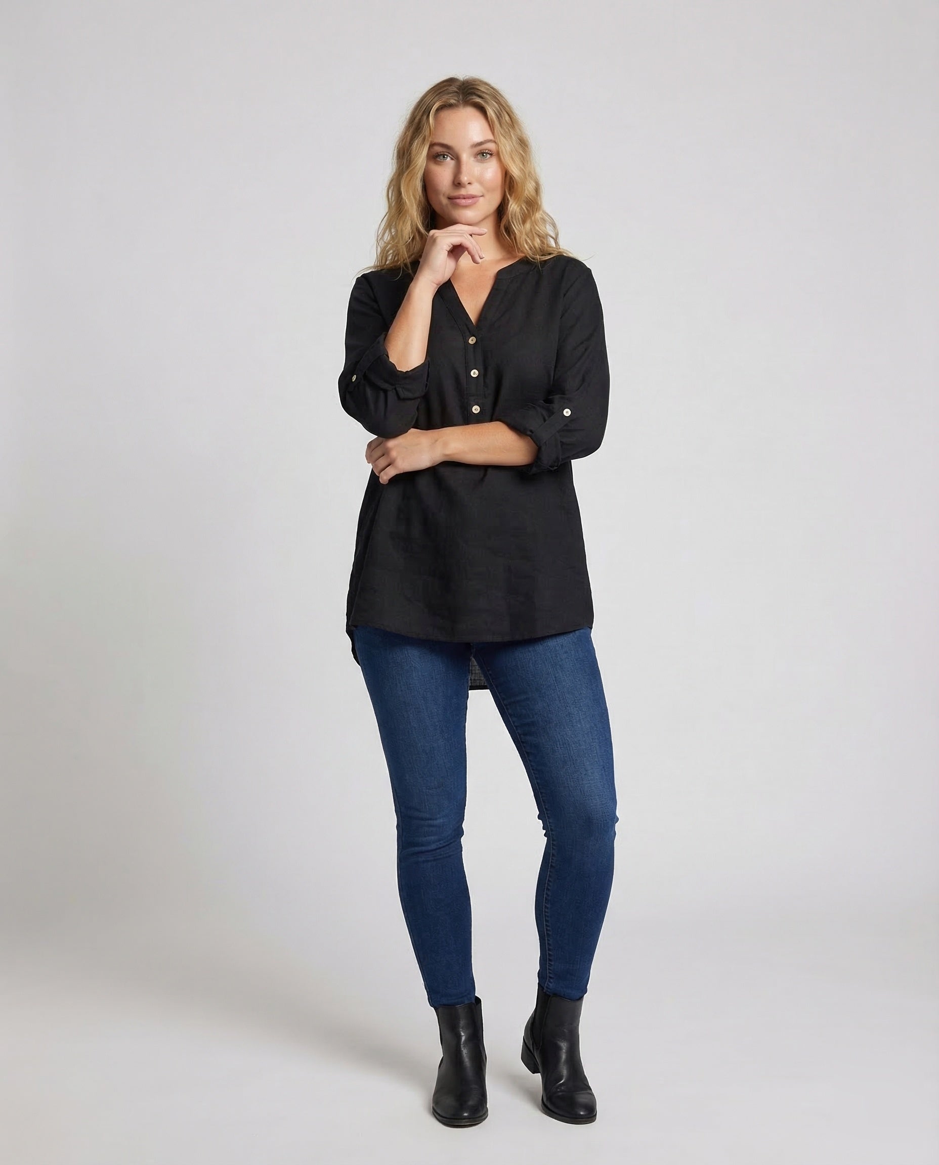 Maglia Lunga Donna in Misto Lino Stile Casual - Brentozzi