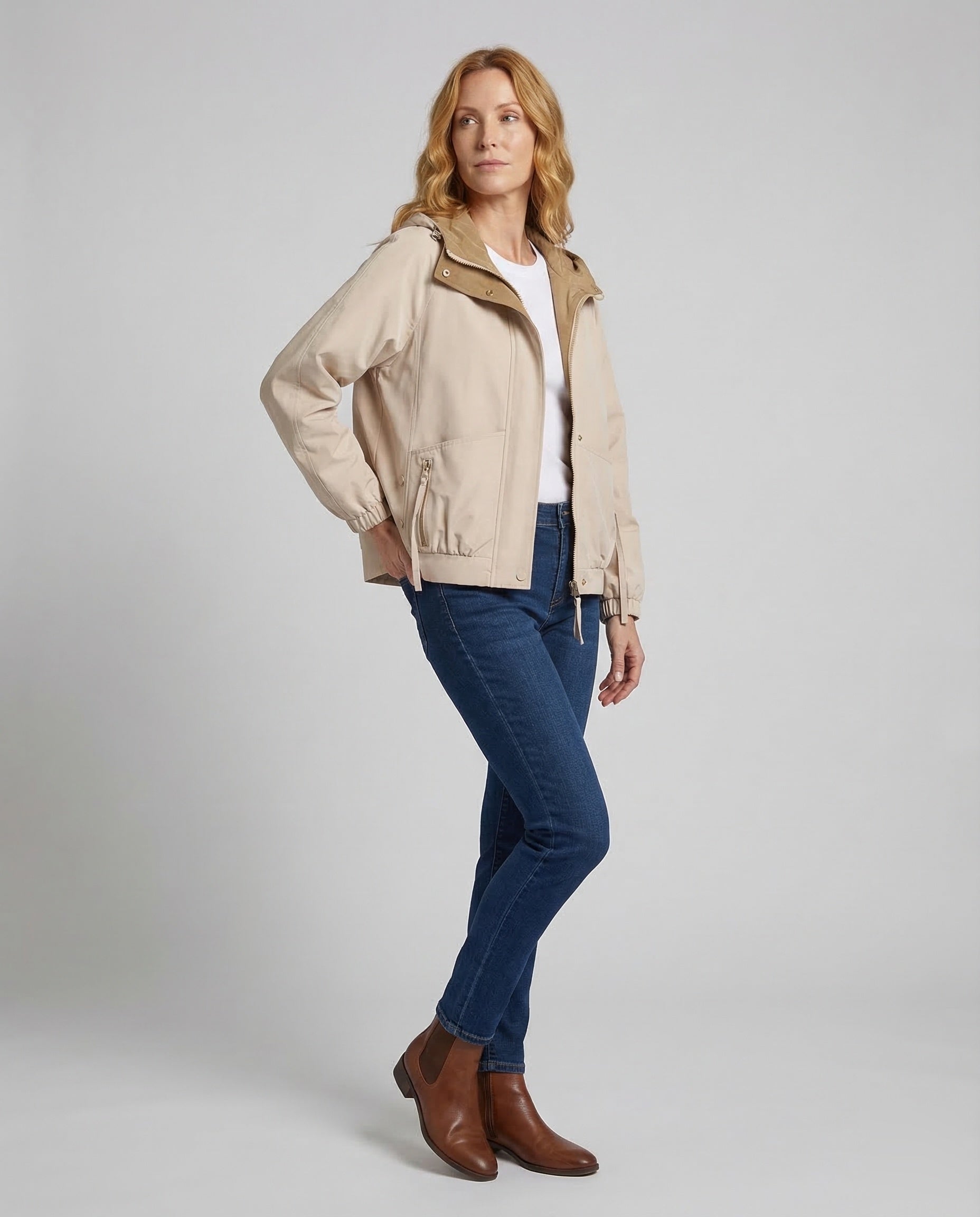 Giacca Leggera Donna con Cappuccio e Coulisse in Vita - Brentozzi