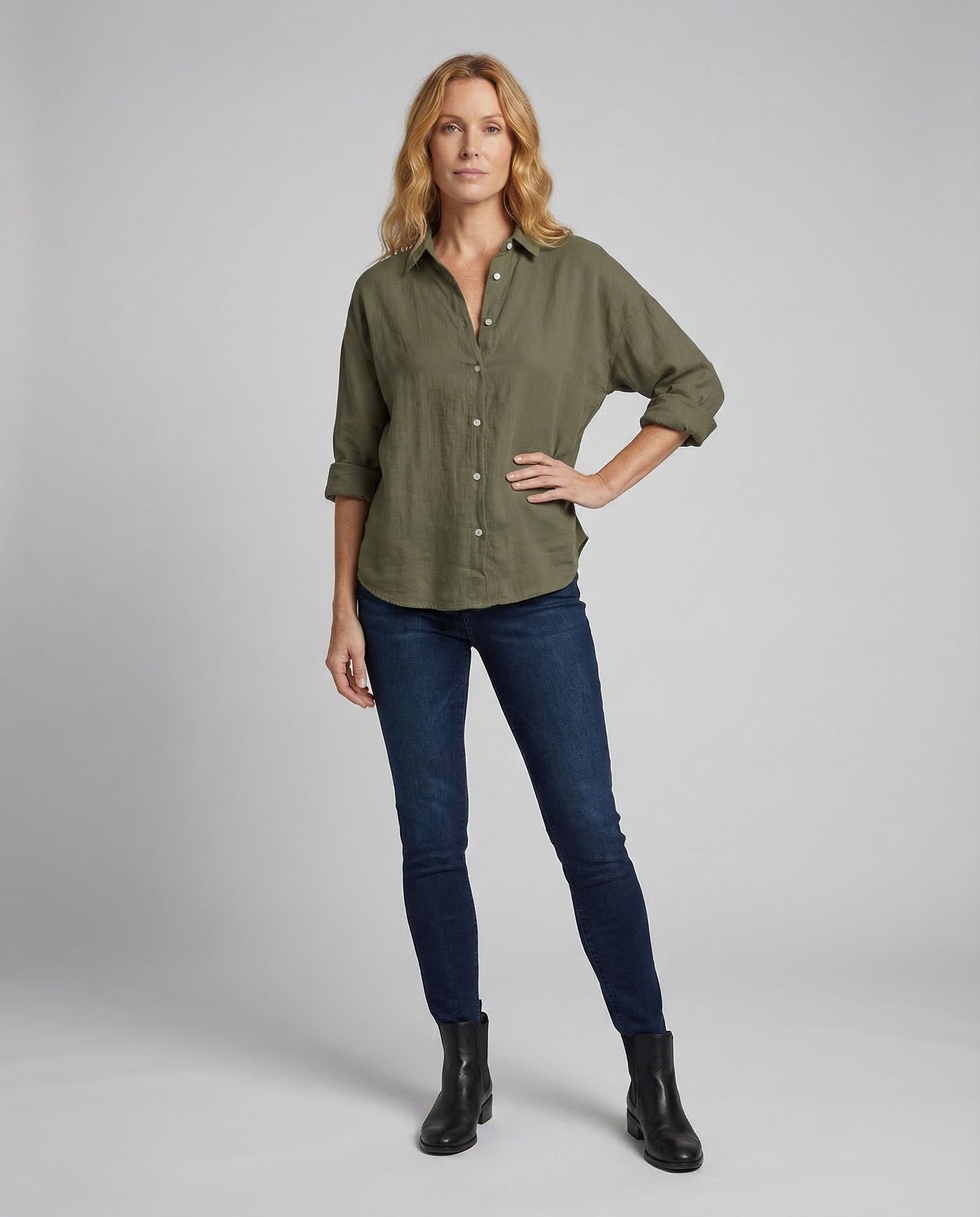 Camicia Lino Donna Collo Alto Vestibilità Ampia - Brentozzi