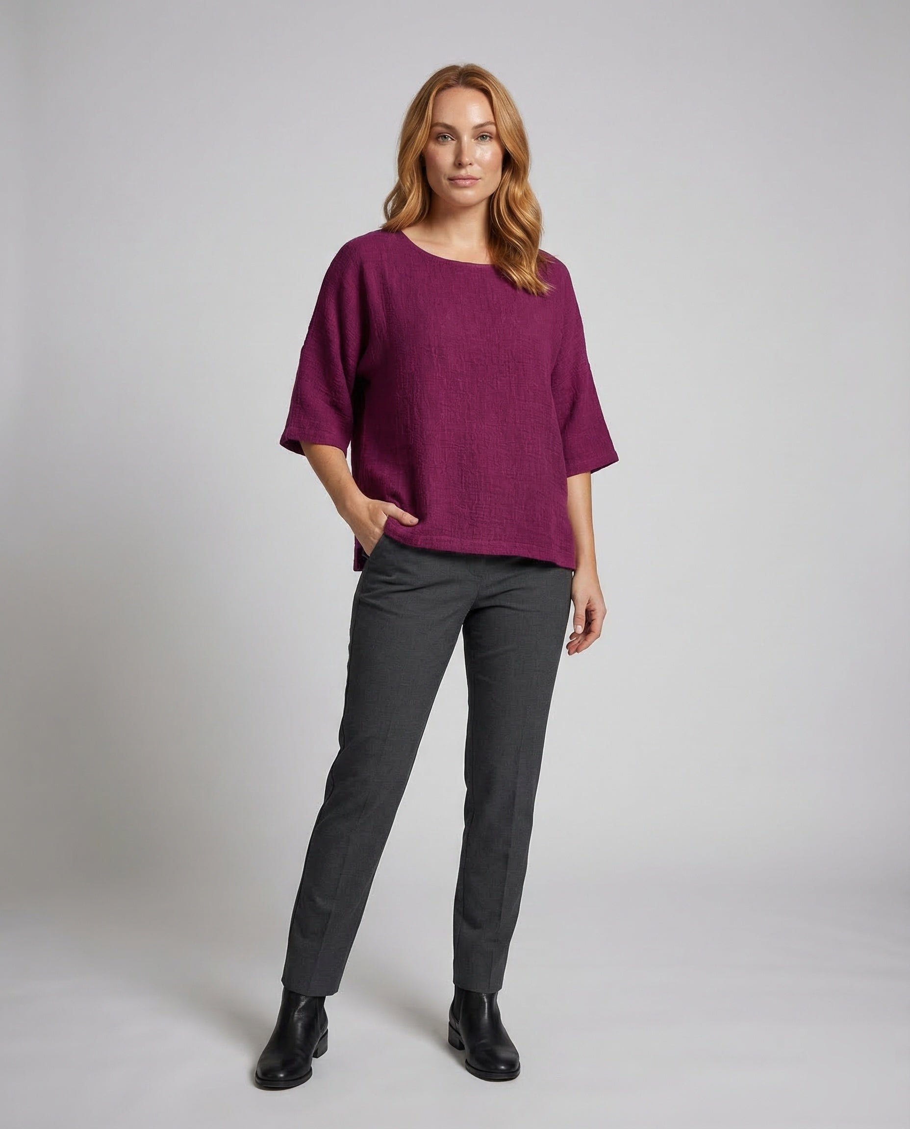 Tunica Donna in Misto Lino Manica Kimono - Brentozzi