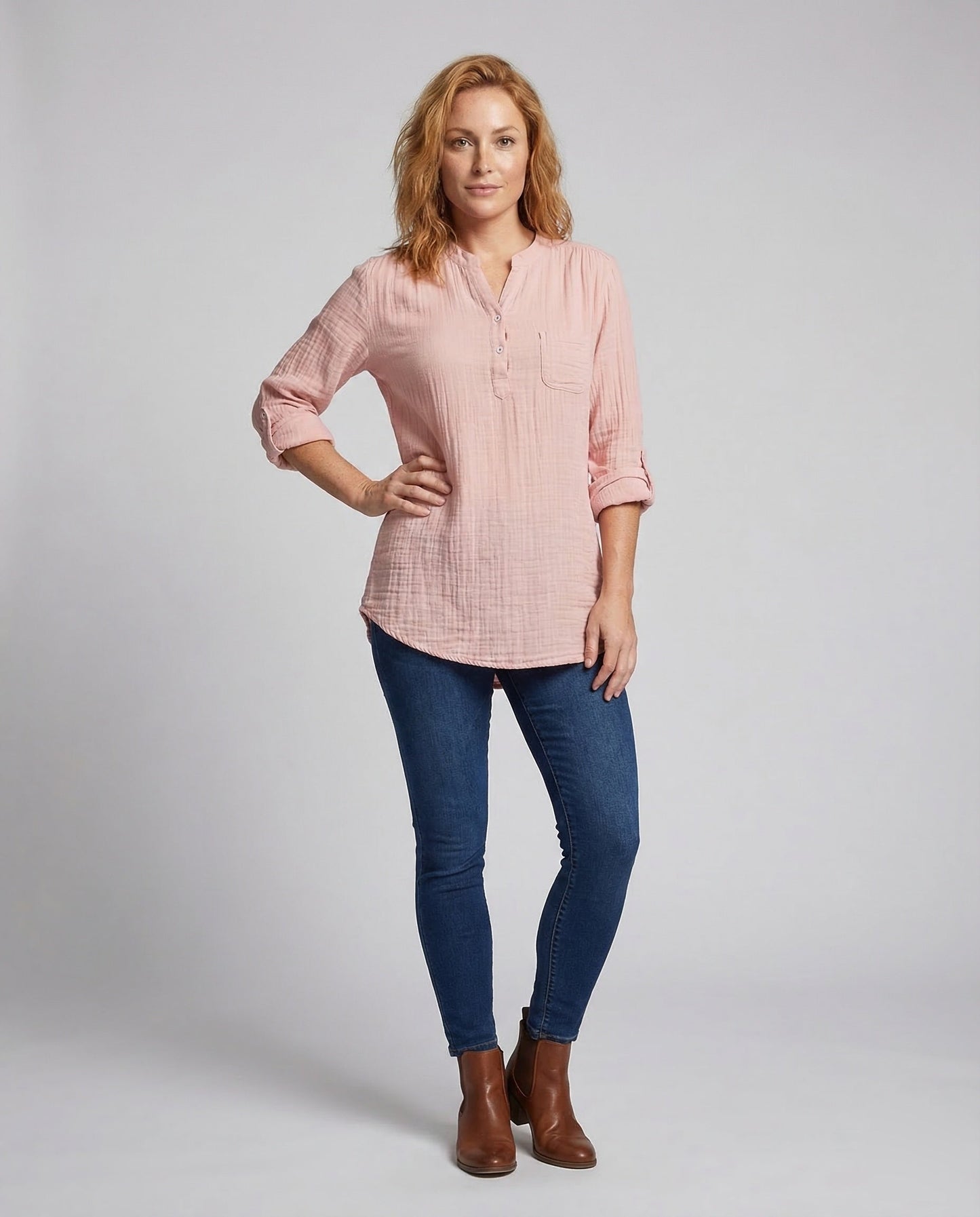 Tunica Donna in Mussola Stile Henley - Brentozzi