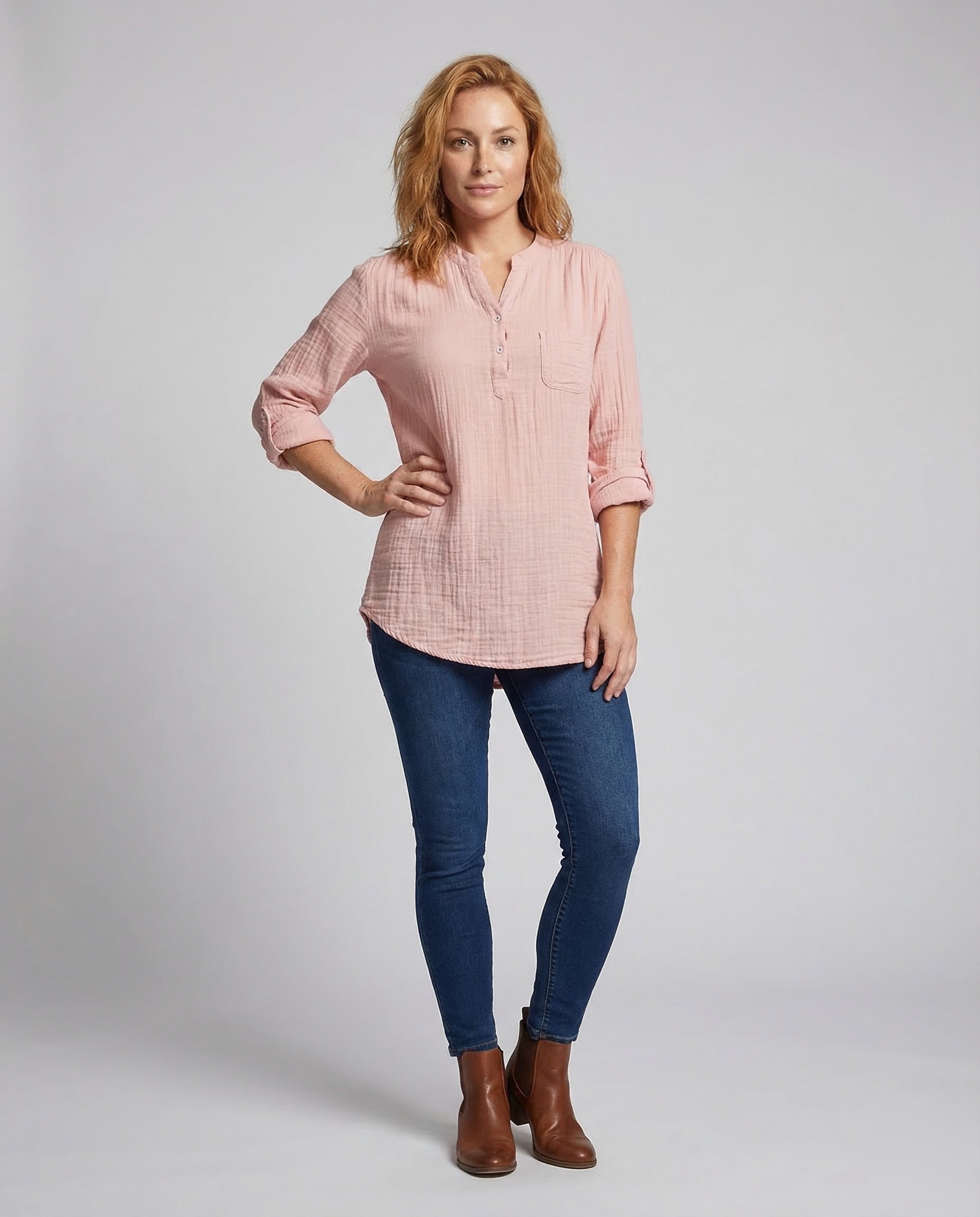 Tunica Donna in Mussola Stile Henley - Brentozzi
