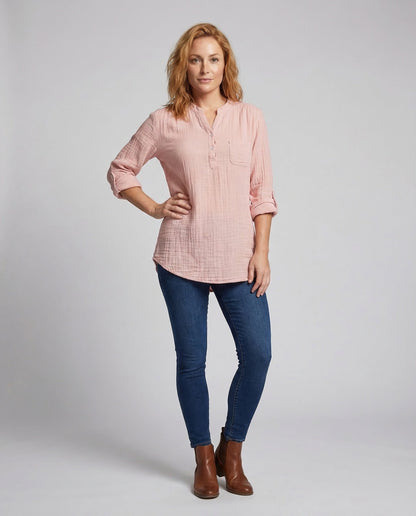 Tunica Donna in Mussola Stile Henley - Brentozzi